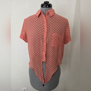 Forever 21 Polka Dot Button-Up Women Top